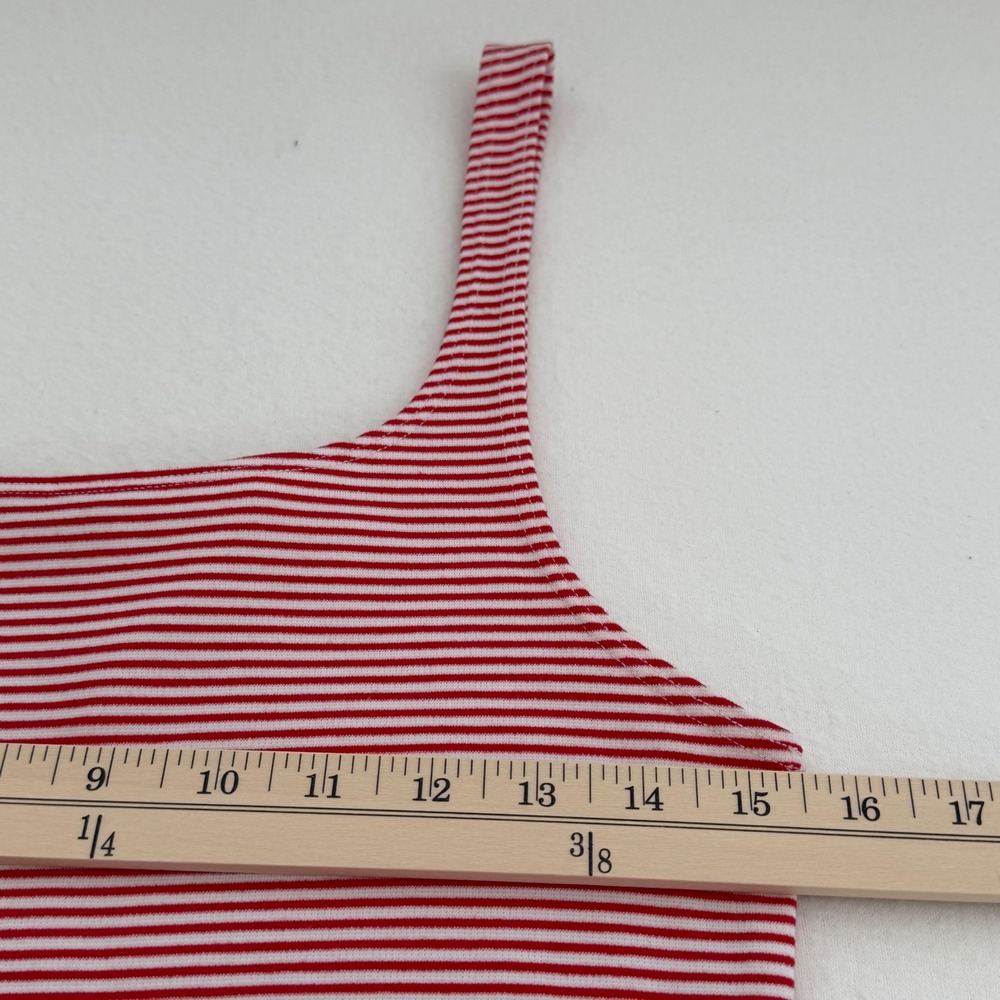 Zara Trafaluc 2010's Classic Midi Dress Bodycon Red White Striped Nautical L - Picture 8 of 11